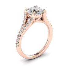 Juliana engagement ring with a classic pavé split shank set white created diamond accent stones.