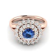 Blue Sapphire Rose Gold Cluster Engagement Ring Aquila