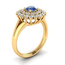 Blue Sapphire Yellow Gold Cluster Engagement Ring Aquila