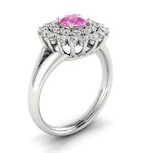 Pink Sapphire White Gold Cluster Engagement Ring Aquila