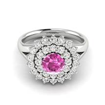 Pink Sapphire White Gold Cluster Engagement Ring Aquila