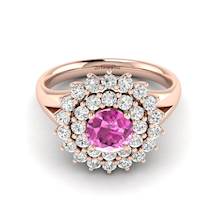 Pink Sapphire Rose Gold Cluster Engagement Ring Aquila