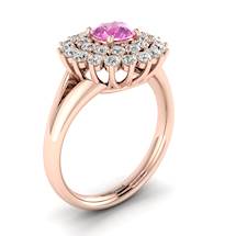 Pink Sapphire Rose Gold Cluster Engagement Ring Aquila