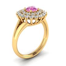 Pink Sapphire Yellow Gold Cluster Engagement Ring Aquila