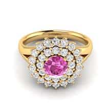 Pink Sapphire Yellow Gold Cluster Engagement Ring Aquila