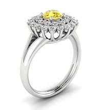 Yellow Sapphire White Gold Cluster Engagement Ring Aquila