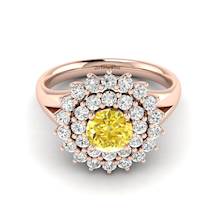 Yellow Sapphire Rose Gold Cluster Engagement Ring Aquila