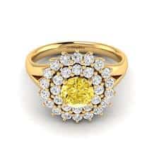 Yellow Sapphire Yellow Gold Cluster Engagement Ring Aquila