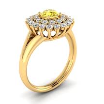 Yellow Sapphire Yellow Gold Cluster Engagement Ring Aquila