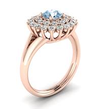 Aquamarine Rose Gold Cluster Engagement Ring Aquila