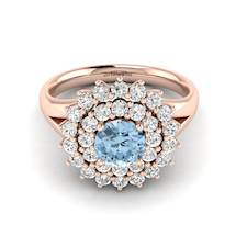Aquamarine Rose Gold Cluster Engagement Ring Aquila