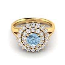 Aquamarine Yellow Gold Cluster Engagement Ring Aquila