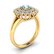 Aquamarine Yellow Gold Cluster Engagement Ring Aquila