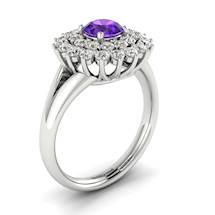 Amethyst White Gold Cluster Engagement Ring Aquila