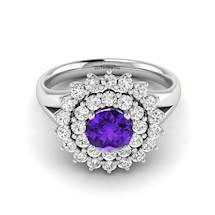 Amethyst White Gold Cluster Engagement Ring Aquila