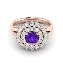 Amethyst Rose Gold Cluster Engagement Ring Aquila