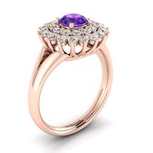 Amethyst Rose Gold Cluster Engagement Ring Aquila