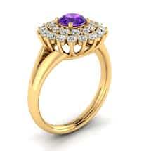 Amethyst Yellow Gold Cluster Engagement Ring Aquila