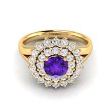 Amethyst Yellow Gold Cluster Engagement Ring Aquila