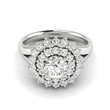 White Sapphire White Gold Cluster Engagement Ring Aquila