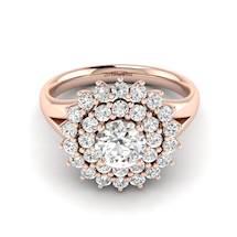 White Sapphire Rose Gold Cluster Engagement Ring Aquila