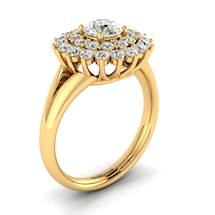 White Sapphire Yellow Gold Cluster Engagement Ring Aquila