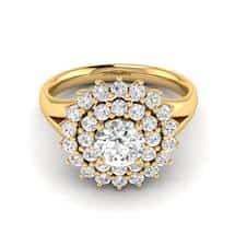 White Sapphire Yellow Gold Cluster Engagement Ring Aquila