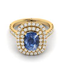 Blue Sapphire Yellow Gold Halo Engagement Ring Corona