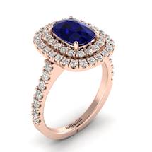 Blue Sapphire Rose Gold Halo Engagement Ring Corona