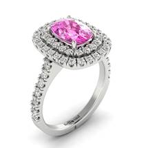 Pink Sapphire White Gold Halo Engagement Ring Corona