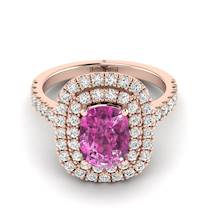 Pink Sapphire Rose Gold Halo Engagement Ring Corona