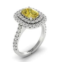 Yellow Sapphire White Gold Halo Engagement Ring Corona