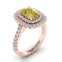 Yellow Sapphire Rose Gold Halo Engagement Ring Corona