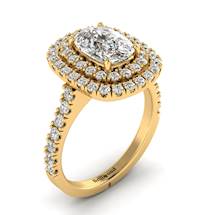 Diamond Yellow Gold Halo Engagement Ring Corona