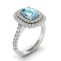 Aquamarine White Gold Halo Engagement Ring Corona