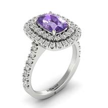 Double Halo CZ Amethyst Engagement Ring by Brilliyond Australia