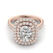 White Sapphire Rose Gold Halo Engagement Ring Corona