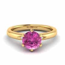 Pink Sapphire Yellow Gold Solitaire Engagement Ring Byond