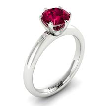 Brilliyond's Ruby Solitaire Engagement Ring Byond set in White Gold