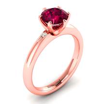 5.5mm Natural Ruby in 18k Rose Gold with Accent Diamonds
