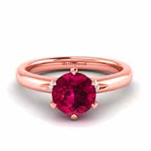 Six-pronged Ruby Solitaire Engagement Ring set in Rose Gold