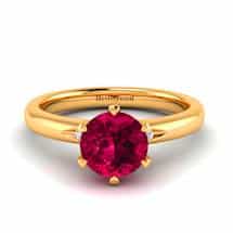 Ruby Ring with Diamond Accents on 18k Yellow Gold Band