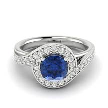 5.5mm Princess Cut Natural Blue Ceylon Sapphire on 18k White Gold