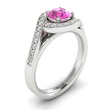 Pink Sapphire White Gold Halo Engagement Ring Marigold