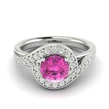 Pink Sapphire White Gold Halo Engagement Ring Marigold