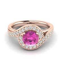 Pink Sapphire Rose Gold Halo Engagement Ring Marigold