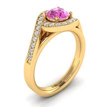 Pink Sapphire Yellow Gold Halo Engagement Ring Marigold