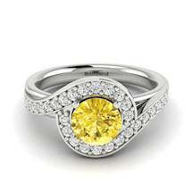 Yellow Sapphire White Gold Halo Engagement Ring Marigold
