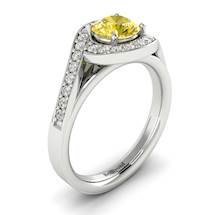 Yellow Sapphire White Gold Halo Engagement Ring Marigold