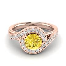 Yellow Sapphire Rose Gold Halo Engagement Ring Marigold